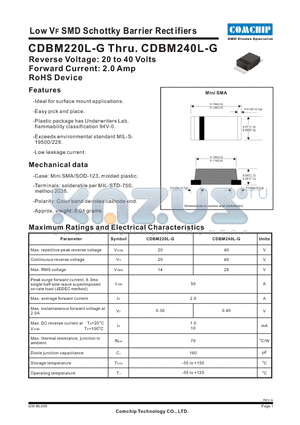 CDBM220L-G datasheet - Low VF SMD Schottky Barrier Rectifiers
