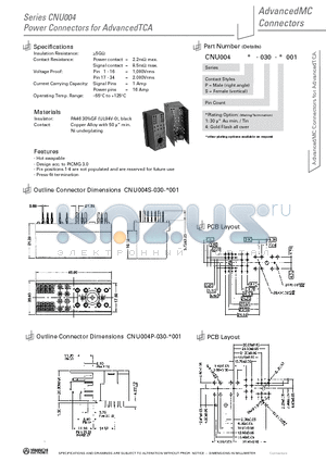 CNU004S-030-4001 datasheet - Power Connectors for AdvancedTCA