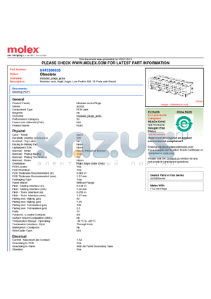 441500035 datasheet - Modular Jack, Right Angle, Low Profile, 8/8, 10 Ports with Shield