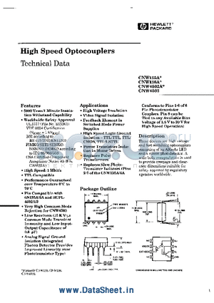 CNW4502A datasheet - High Speed Optocouplers