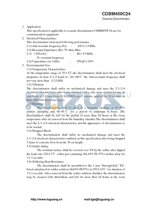 CDBM450C24 datasheet - Ceramic Discriminator