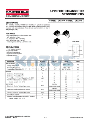 CNX36 datasheet - 6-PIN PHOTOTRANSISTOR OPTOCOUPLERS