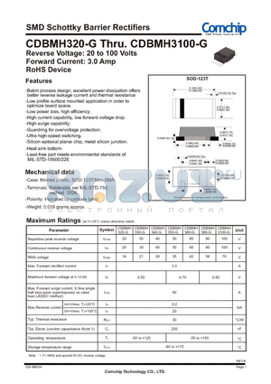 CDBMH350-G datasheet - SMD Schottky Barrier Rectifiers