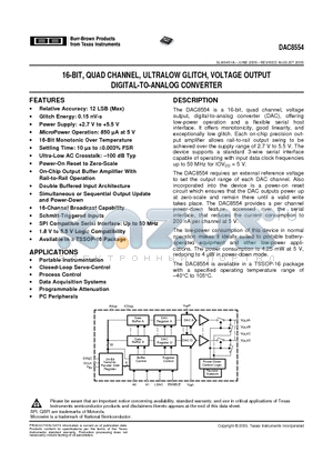 DAC8554 datasheet - 16-BIT, QUAD CHANNEL, ULTRALOW GLITCH, VOLTAGE OUTPUT DIGITAL-TO-ANALOG CONVERTER