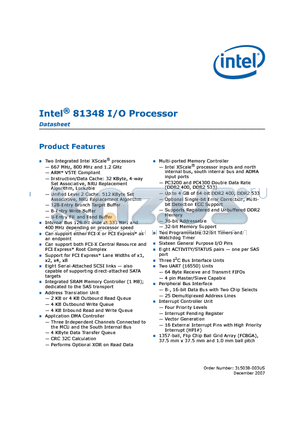 315038-003US datasheet - Two Integrated Intel XScale processors