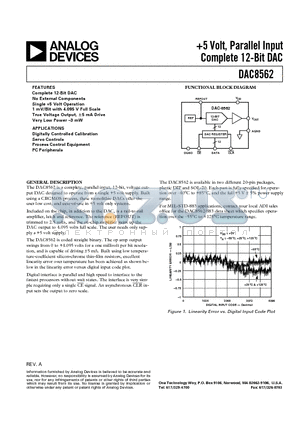 DAC8562FS datasheet - 5 Volt, Parallel Input Complete 12-Bit DAC