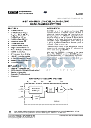 DAC8581IPWR datasheet - 16-BIT, HIGH-SPEED, LOW-NOISE, VOLTAGE OUTPUT DIGITAL-TO-ANALOG CONVERTER