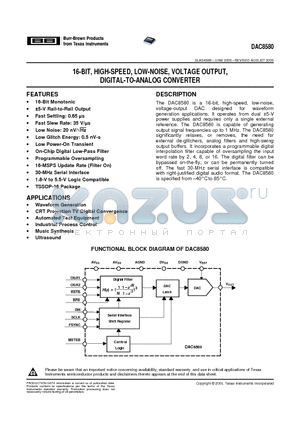 DAC8580IPWG4 datasheet - 16-BIT, HIGH-SPEED, LOW-NOISE, VOLTAGE OUTPOUT, DIGITAL-TO-ANALOG CONVERTER