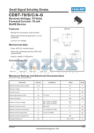 CDBT-70S-G datasheet - Small Signal Switching Diodes