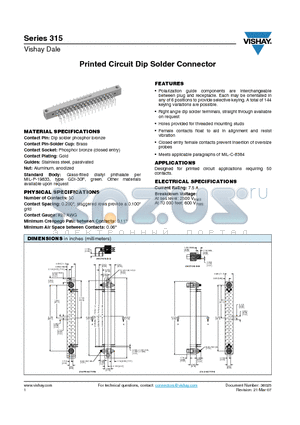 315S-50 datasheet - Printed Circuit Dip Solder Connector