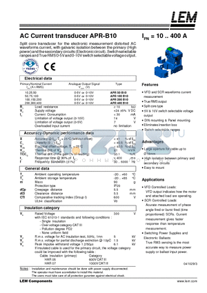 APR-B10 datasheet - AC Current transducer