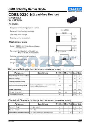 CDBU0230-N datasheet - SMD Schottky Barrier Diode