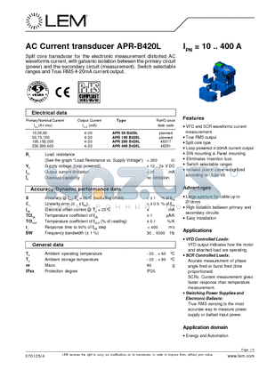 APR-B420L datasheet - AC Current transducer