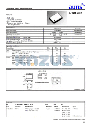 APQO5032 datasheet - Oscillator SMD, programmable