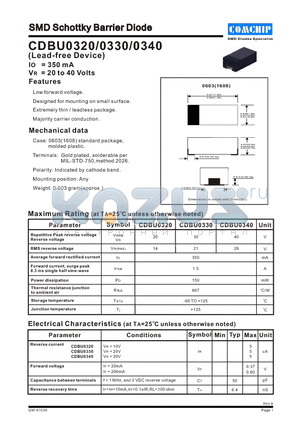 CDBU0320 datasheet - SMD Schottky Barrier Diode