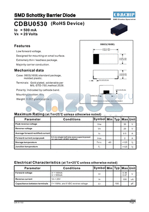 CDBU0530 datasheet - SMD Schottky Barrier Diode