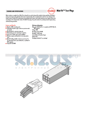 44281-0004 datasheet - Mini-Fit Test Plugs