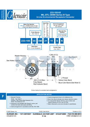 233-105-05XM11 datasheet - In-Line Environmental Receptacle Connector