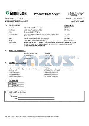 C0841A datasheet - COMPUTER CABLE