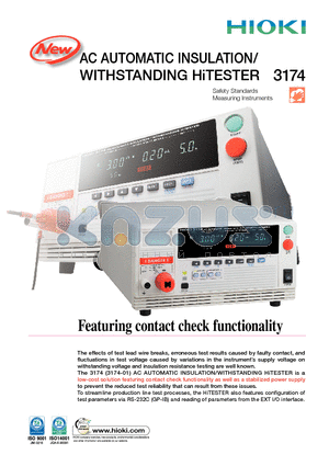 3174 datasheet - AC AUTOMATIC INSULATION/WITHSTANDING HiTESTER