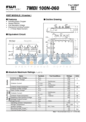 7MBI100N-060 datasheet - IGBT(600V/100A)