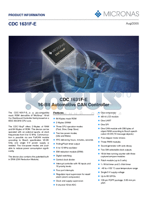 CDC1631F-E datasheet - CDC 1631F-E 16-Bit Automotive CAN Controller
