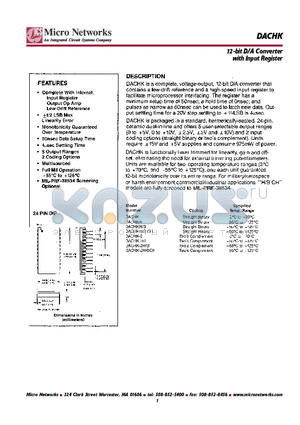 DACHKH datasheet - 12-bit D/A Converter with Input Register