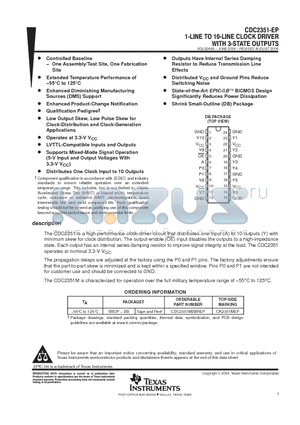 CDC2351-EP datasheet - 1-LINE TO 10-LINE CLOCK DRIVER WITH 3-STATE OUTPUTS