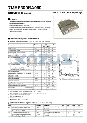 7MBP300RA060 datasheet - IGBT-IPM(600V / 300A)