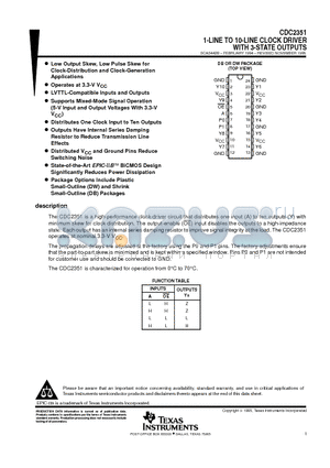 CDC2351DW datasheet - 1-LINE TO 10-LINE CLOCK DRIVER WITH 3-STATE OUTPUTS