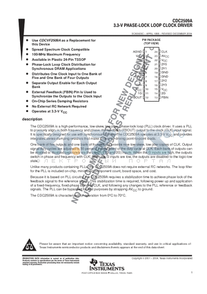 CDC2509A datasheet - 3.3-V PHASE-LOCK LOOP CLOCK DRIVER