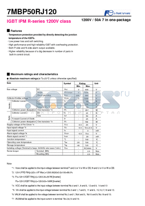 7MBP50RJ120 datasheet - IGBT IPM R-series 1200V class