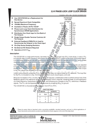 CDC2510APWR datasheet - 3.3-V PHASE-LOCK LOOP CLOCK DRIVER