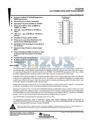 CDC2510BPWR datasheet - 3.3-V PHASE-LOCK LOOP CLOCK DRIVER