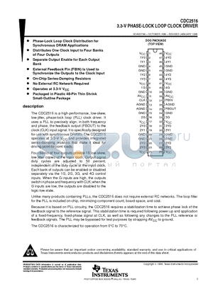 CDC2516 datasheet - 3.3-V PHASE-LOCK LOOP CLOCK DRIVER