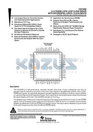 CDC2582 datasheet - 3.3-V PHASE-LOCK LOOP CLOCK DRIVER WITH DIFFERENTIAL LVPECL CLOCK INPUTS