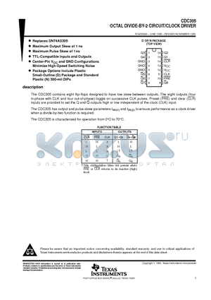 CDC305D datasheet - OCTAL DIVIDE-BY-2 CIRCUIT/CLOCK DRIVER