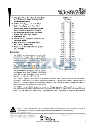 CDC318 datasheet - 1-LINE TO 18-LINE CLOCK DRIVER WITH I2C CONTROL INTERFACE