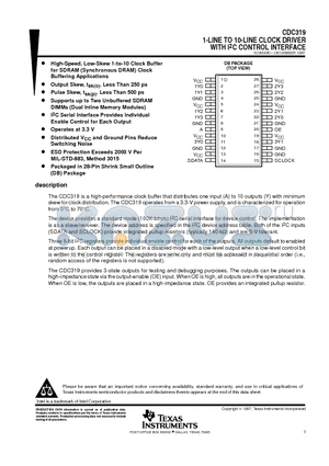 CDC319 datasheet - 1-LINE TO 10-LINE CLOCK DRIVER WITH I2C CONTROL INTERFACE