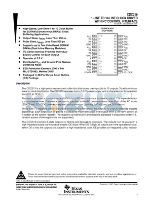 CDC319DB datasheet - 1-LINE TO 10-LINE CLOCK DRIVER WITH I2C CONTROL INTERFACE