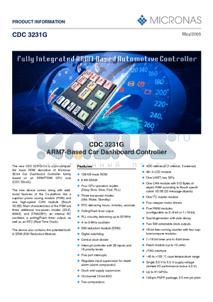 CDC3231G datasheet - CDC 3231G ARM7-Based Car Dashboard Controller