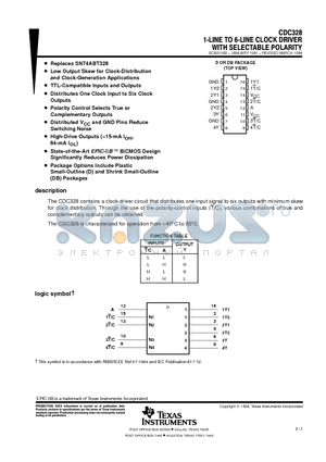 CDC328 datasheet - 1-LINE TO 6-LINE CLOCK DRIVER WITH SELECTABLE POLARITY