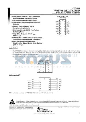 CDC328AD datasheet - 1-LINE TO 6-LINE CLOCK DRIVER WITH SELECTABLE POLARITY