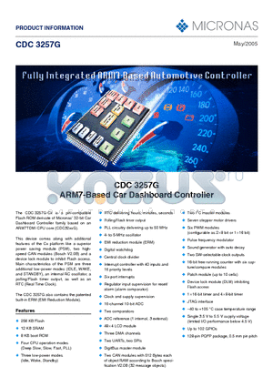 CDC3257G datasheet - CDC 3257G ARM7-Based Car Dashboard Controller
