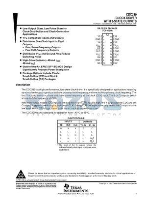 CDC339 datasheet - CLOCK DRIVER WITH 3-STATE OUTPUTS