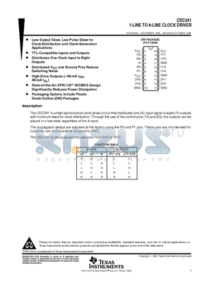 CDC341 datasheet - 1-LINE TO 8-LINE CLOCK DRIVER