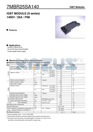 7MBR25SA140_0105 datasheet - IGBT MODULE