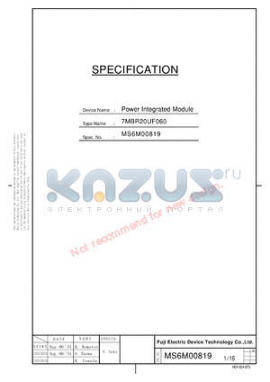 7MBR20UF060 datasheet - Power Integrated Module