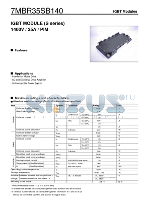 7MBR35SB140 datasheet - IGBT MODULE