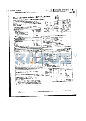 CNY47A datasheet - PHOTON COUPLED LSOLATOR